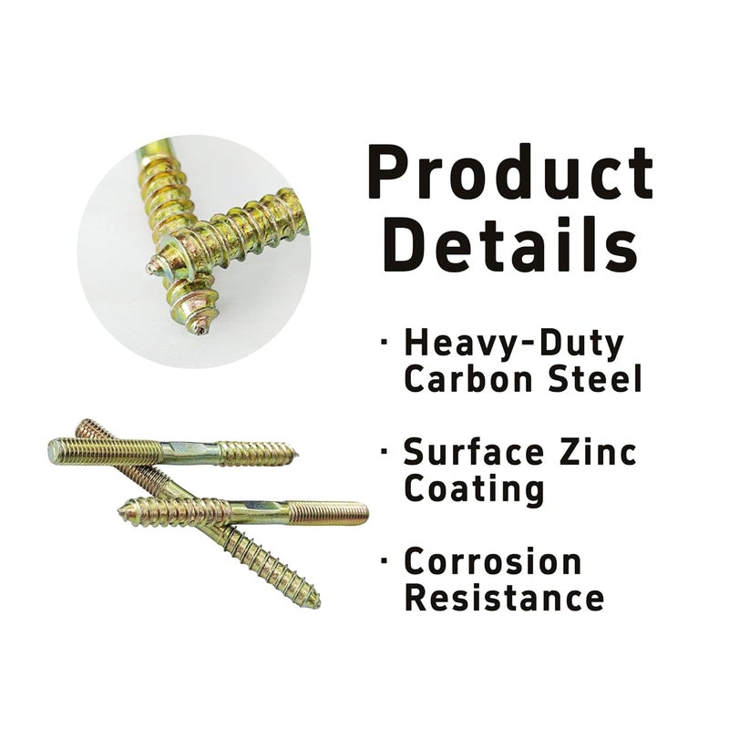 bociloy 10Pcs M8x90mm Hanger Bolts, Double Ended Thread Dowel Screws, Self-Tapping Screws for Secure Wood Joints - Image 4